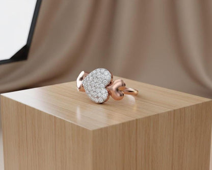 Pavé Heart Moissanite Ring for Women | Gold, Rose Gold & Silver | Sizes 5–11 | Romantic Love & Promise Gift
