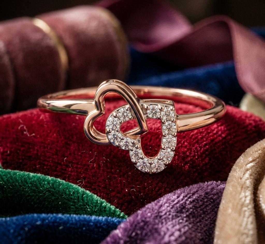Riora moissanite heart initial promise ring for women, minimalist love jewelry with a romantic heart-shaped stone.