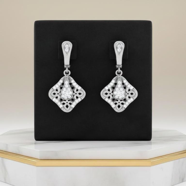 Moissanite Stud Dangle Earrings | Hypoallergenic | Gold, Rose Gold & Silver | Riora