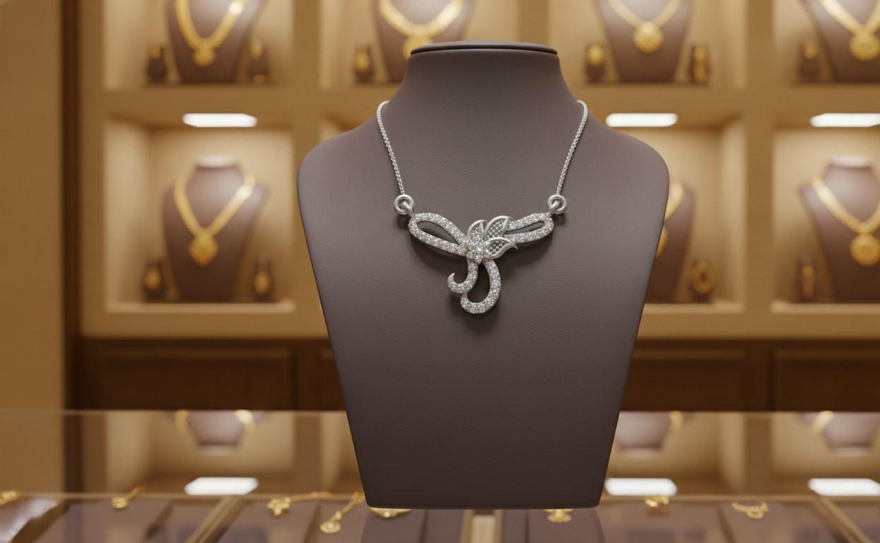 Moissanite Floral Swirl Pendant Necklace for Women | Gold, Rose Gold & Silver | Adjustable 22" Chain | Bridal & Anniversary Gift