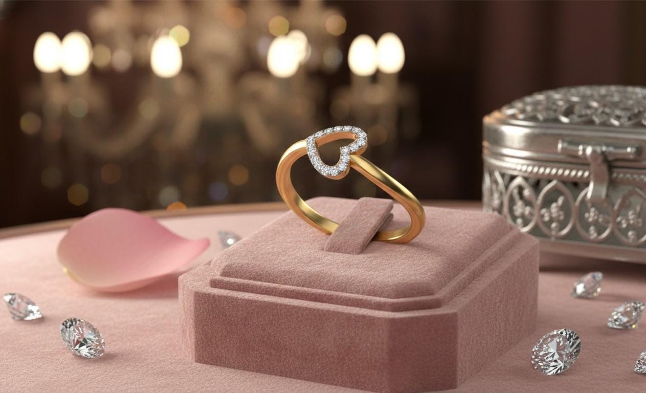 Heart Moissanite Ring | Hypoallergenic | Gold, Rose Gold & Silver | Gift for Her