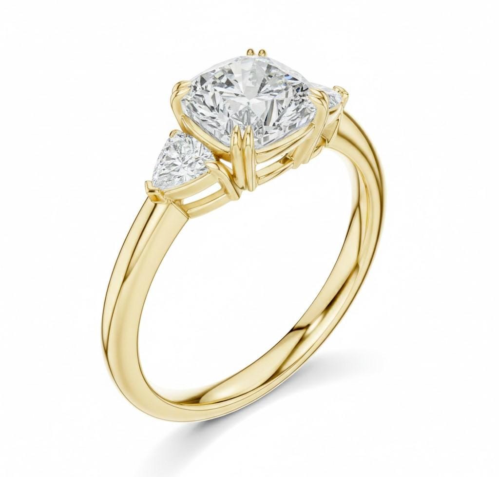 Elegant CZ engagement ring by Riora with gold, rose, and silver tones, featuring a hypoallergenic, nickel-free bridal promise design.
