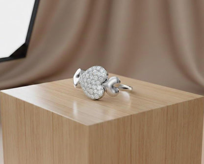 Pavé Heart Moissanite Ring for Women | Gold, Rose Gold & Silver | Sizes 5–11 | Romantic Love & Promise Gift
