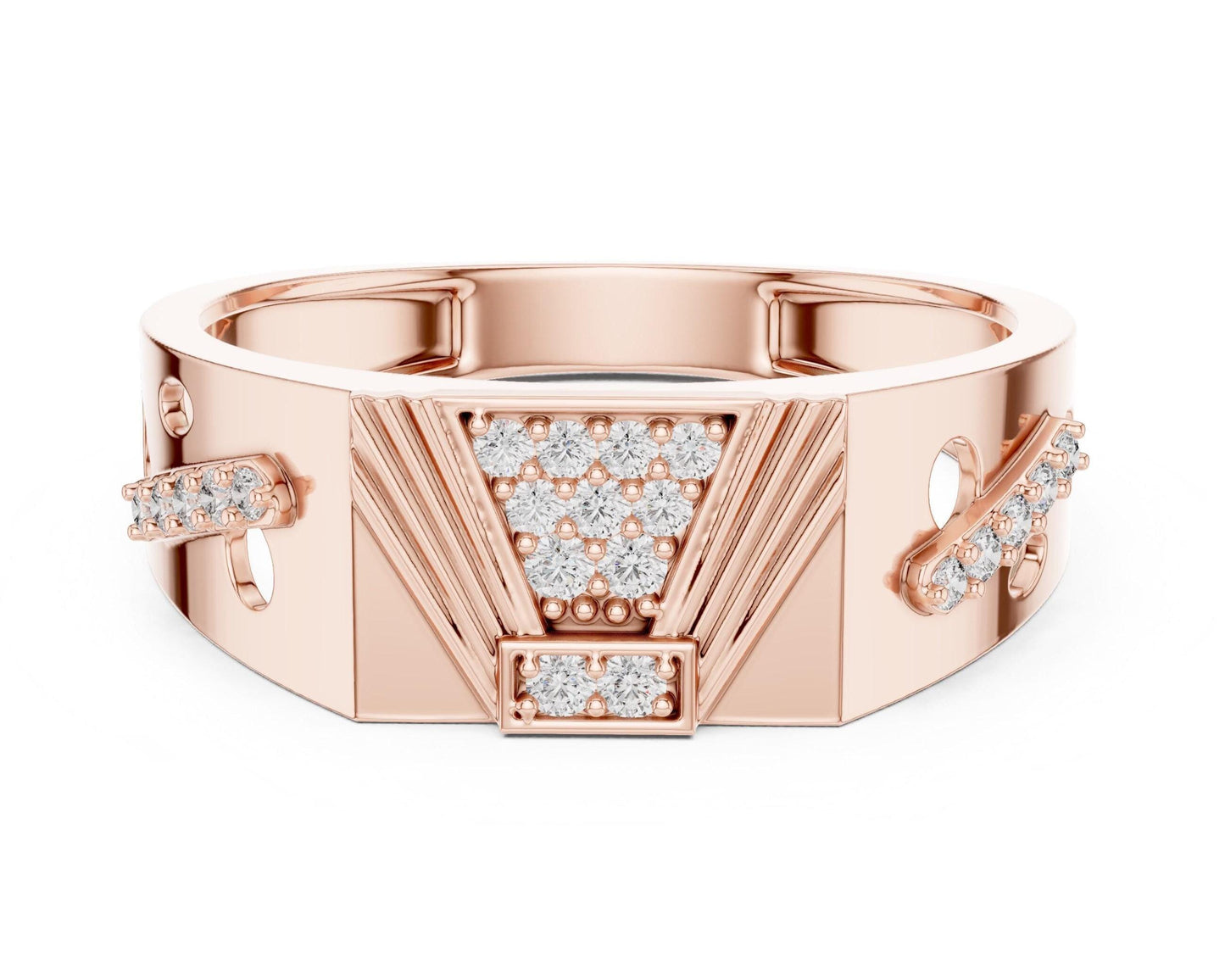 Riora luxury moissanite diamond statement ring for women in gold, featuring a bold bridal jewelry design on a wedding party setting