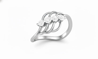 Moissanite Wave Ring | Diamond Alternative Promise Ring | Hypoallergenic Gold Silver Rose Gold