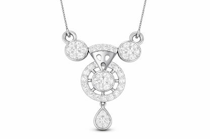 Riora moissanite halo drop necklace with diamond look pendant in rose gold, silver, and gold jewelry for wedding or bridal occasion
