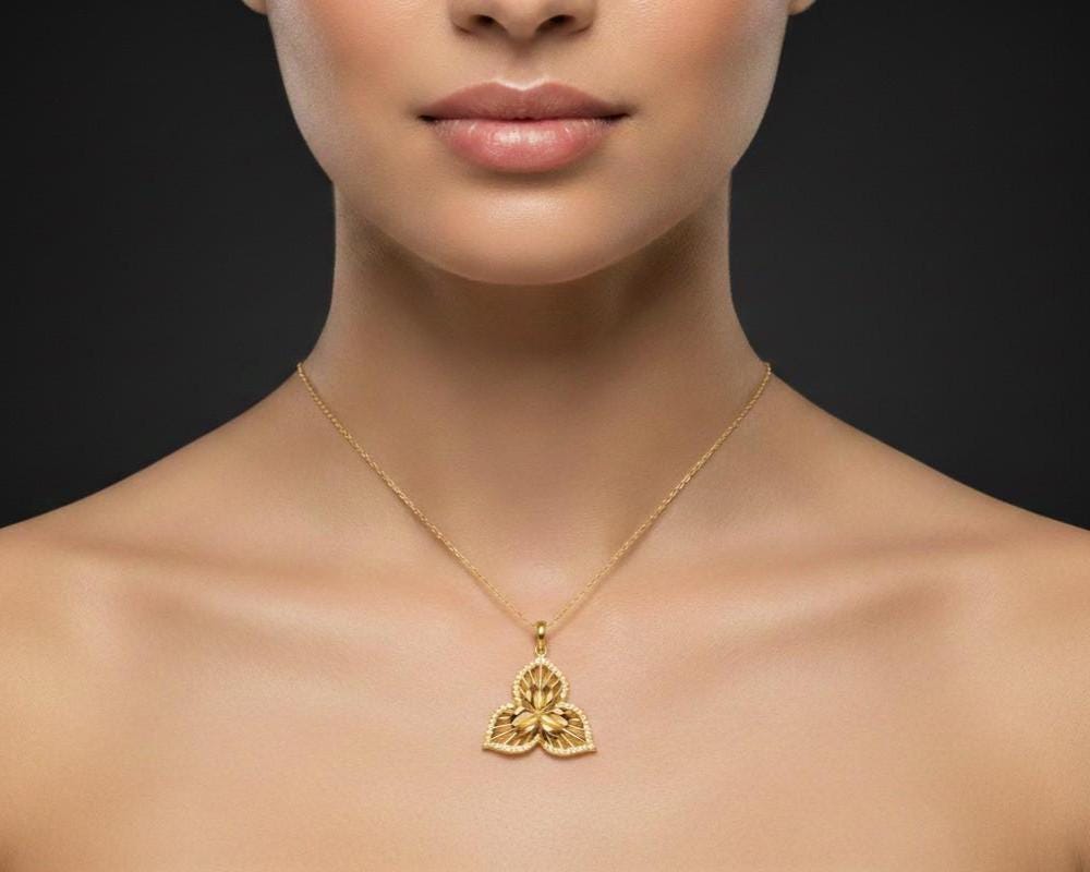Moissanite Flower Pendant Necklace, Gold Rose Silver Floral Charm, 22in Adjustable Chain, Elegant