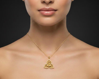 Moissanite Flower Pendant Necklace, Gold Rose Silver Floral Charm, 22in Adjustable Chain, Elegant
