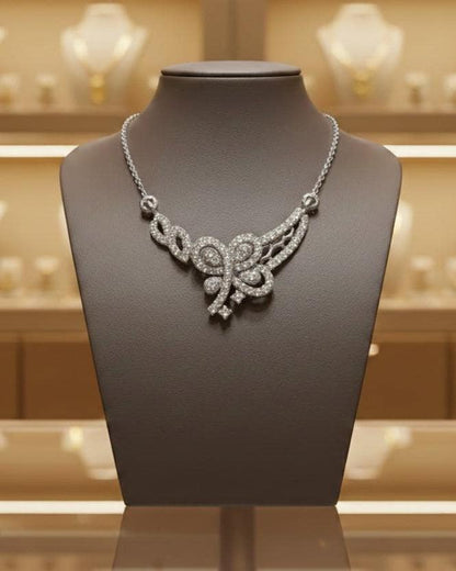 Riora luxury rose gold butterfly moissanite diamond necklace with elegant pendant for women, bridal jewelry.