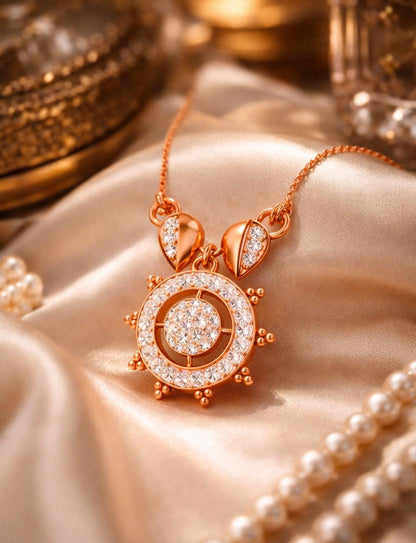 Riora moissanite halo pendant in gold, rose gold, and silver jewelry, bridal wedding necklace for women, elegant gift accessory