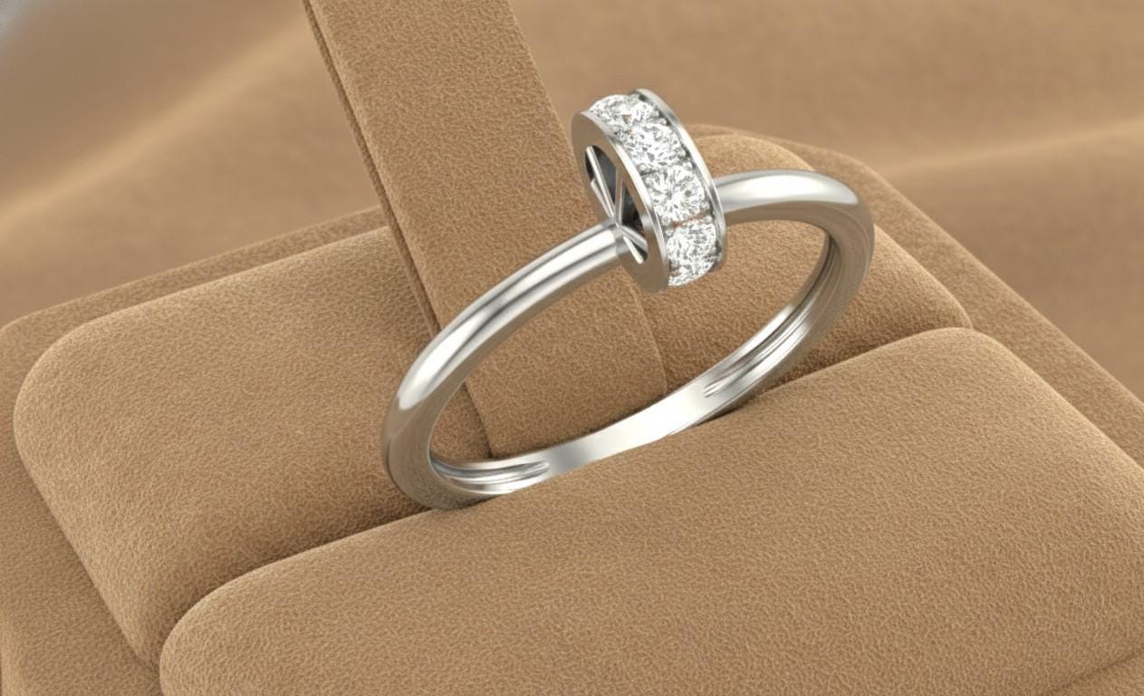 Dainty Moissanite Band Ring | Minimal Stackable Ring in Gold, Rose Gold & Silver | Hypoallergenic Promise & Engagement Gift