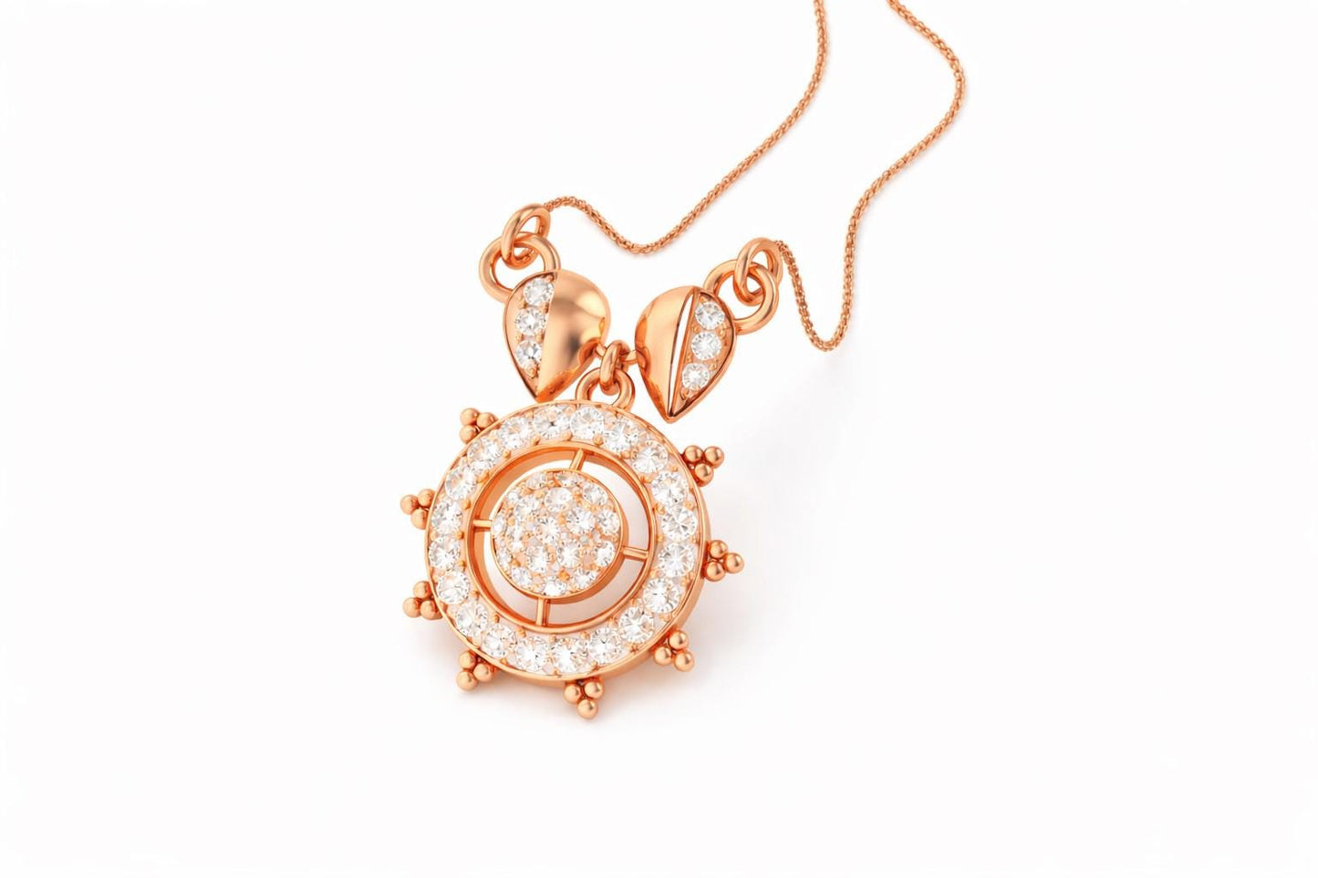 Riora moissanite halo pendant in gold, rose gold, and silver jewelry, bridal wedding necklace, elegant women's gift.