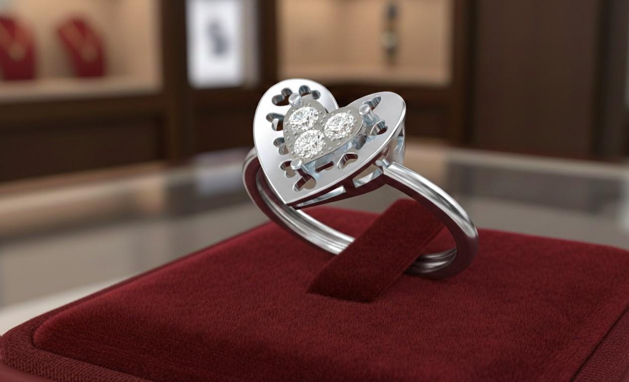 Moissanite Heart Ring for Women | Gold, Rose Gold & Silver | Sizes 5–11 | Romantic Promise & Valentine Gift