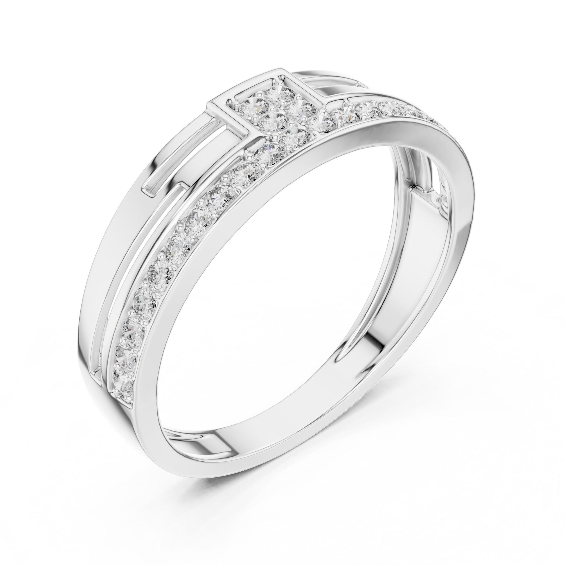 Riora luxury CZ band ring for women in gold or silver, hypoallergenic wedding or anniversary jewelry with a promise design.