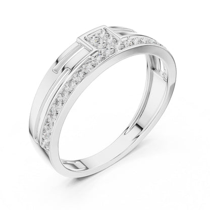 Riora luxury CZ band ring for women in gold or silver, hypoallergenic wedding or anniversary jewelry with a promise design.