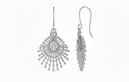 Moissanite Sunburst Drop Earrings for Women | Gold, Rose Gold & Silver | Hypoallergenic Dangle Earrings | Bridal & Valentine Gift