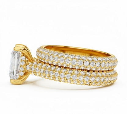 Radiant Cut CZ Engagement Ring | Pave Eternity Band | Gold, Rose Gold & Silver