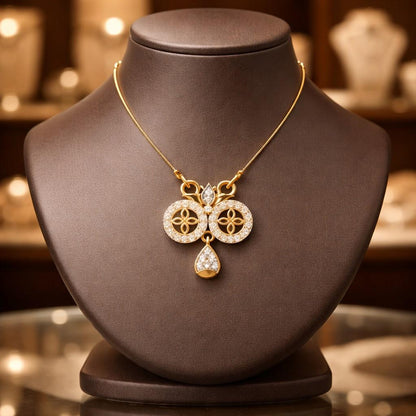 Elegant Riora moissanite floral pendant necklace in gold, rose gold, and silver with dainty, luxurious design for women.