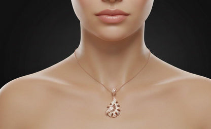 Moissanite Teardrop Pendant  Rose Gold Necklace Bridal Jewelry