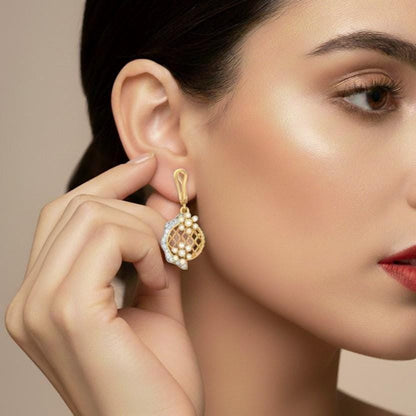 Moissanite Floral Lattice Drop Stud Earrings | Hypoallergenic | Gold, Rose Gold & Silver | Riora