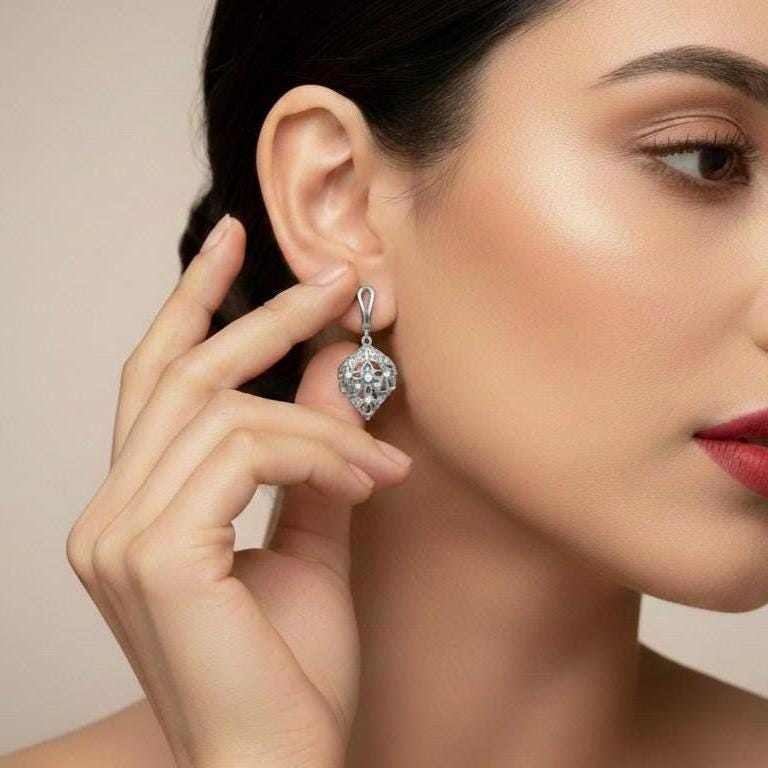 Moissanite Drop Stud Earrings | Hypoallergenic Luxury Dangle Earrings | Gold, Rose Gold & Silver | Riora
