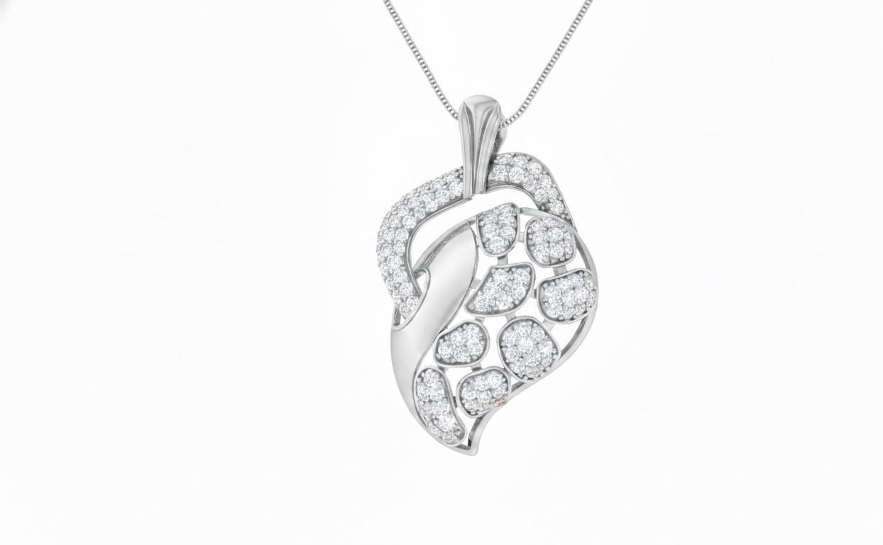 Leaf Pendant Necklace, Rose Gold Silver, Anniversary Gift