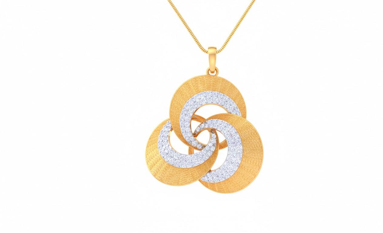 Moissanite Interlocking Circle Pendant Necklace | Gold Rose Silver | Hypoallergenic Bridal Jewelry Gift for Her