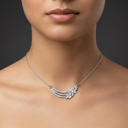 Moissanite Leaf Pendant Necklace, Floral Bridal Jewelry, Rose Gold Finish