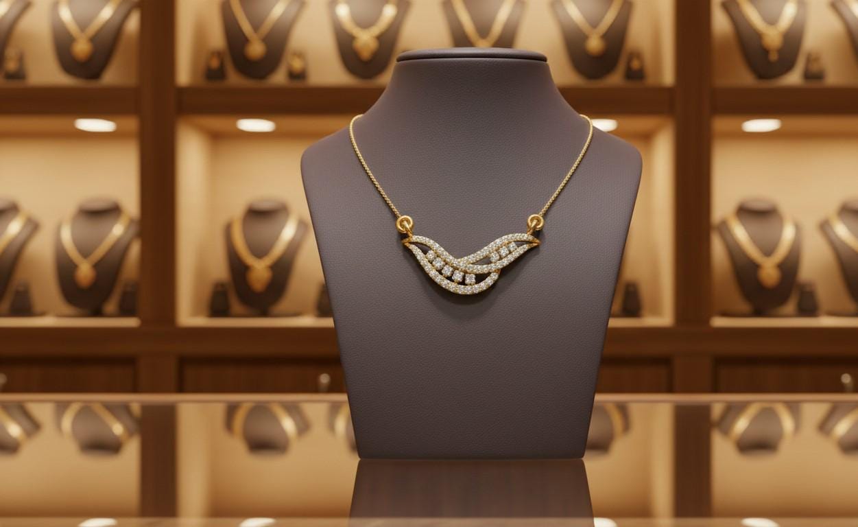 Moissanite Wave Pendant Necklace | Gold, Rose Gold & Silver | Minimal Luxury Gift for Her
