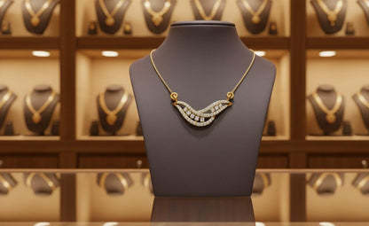Moissanite Wave Pendant Necklace | Gold, Rose Gold & Silver | Minimal Luxury Gift for Her