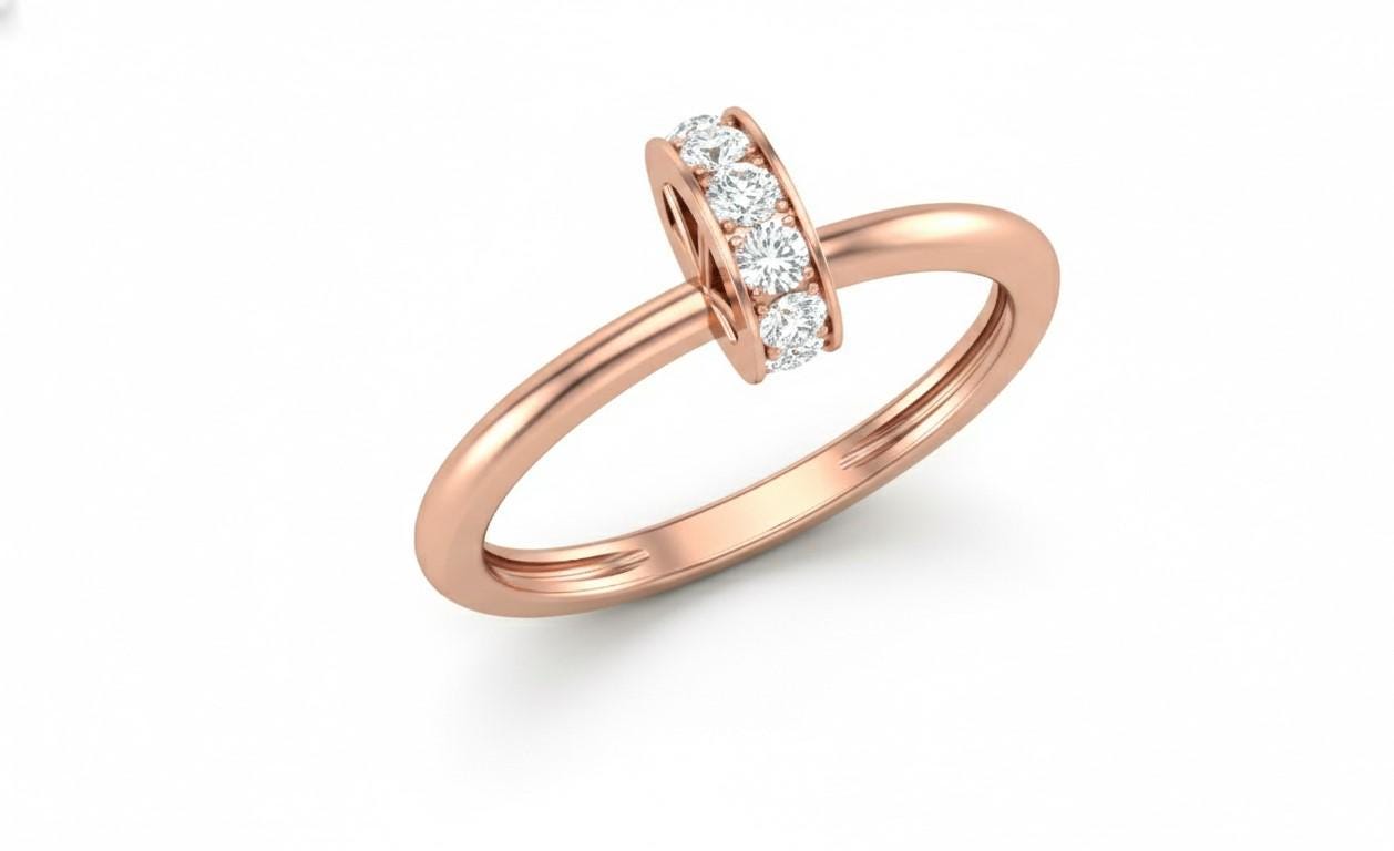 Dainty Moissanite Band Ring | Minimal Stackable Ring in Gold, Rose Gold & Silver | Hypoallergenic Promise & Engagement Gift