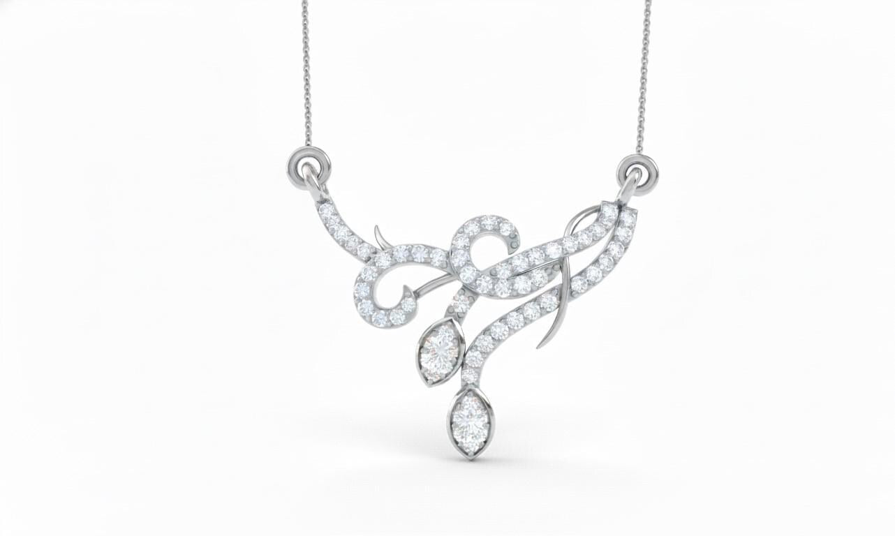 Moissanite Pendant Necklace, Rose Gold Bridal Jewelry, Adjustable Chain