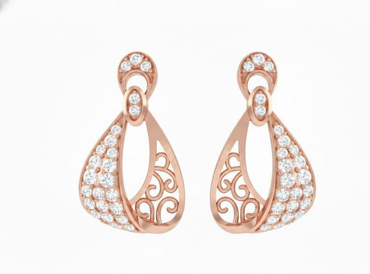 Riora Moissanite drop stud earrings in gold, silver, and rose gold with elegant bridal dangle design for gift or special occasion