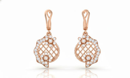 Moissanite Floral Lattice Drop Stud Earrings | Hypoallergenic | Gold, Rose Gold & Silver | Riora