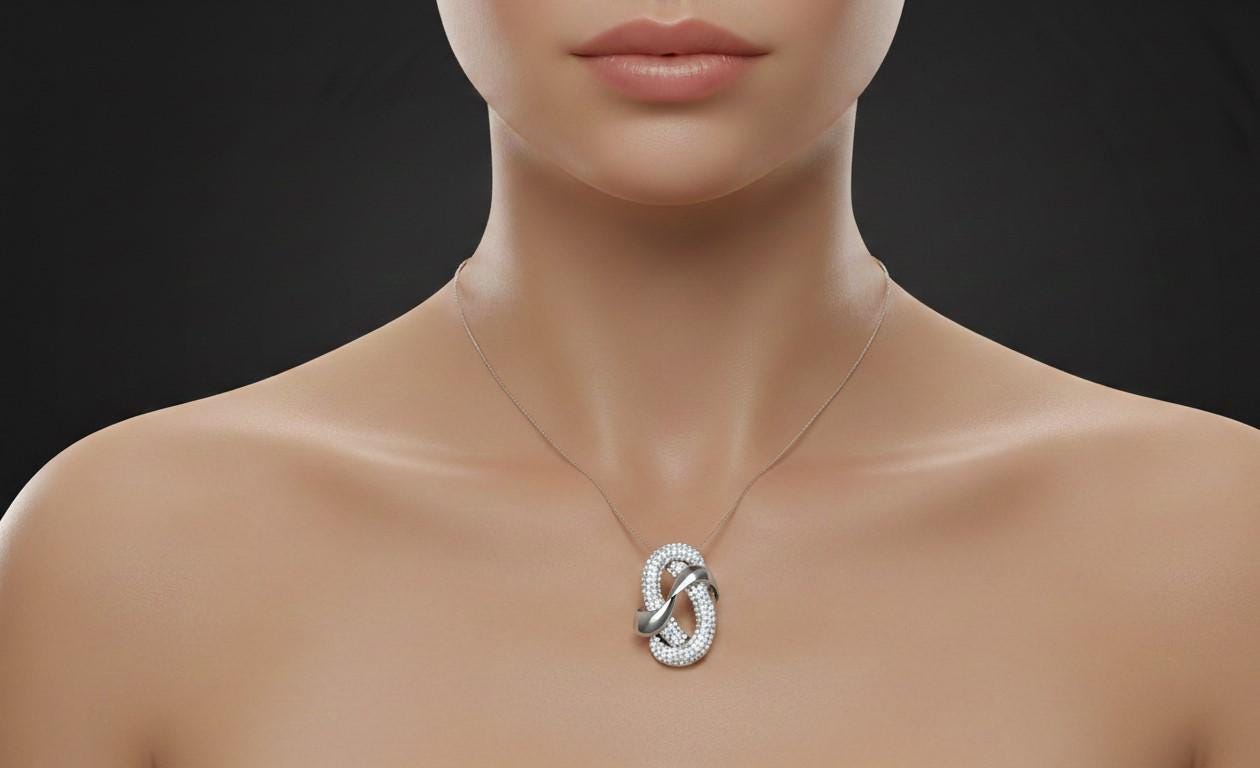 Moissanite Infinity Pendant  Adjustable Chain, Elegant Necklace  Gift
