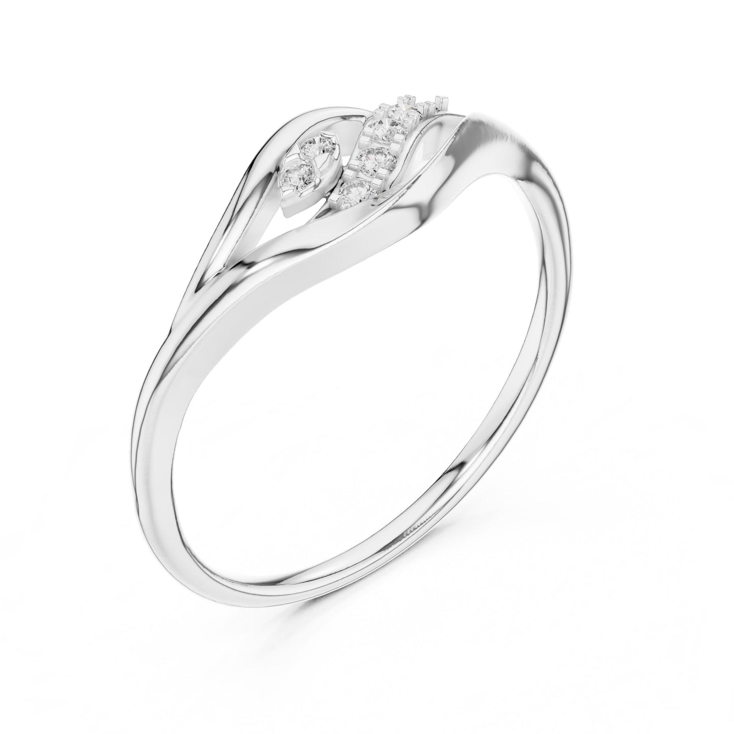 Riora Moissanite leaf vine ring in rose gold, minimalist nature-inspired bridal band with leaf and vine design for women.
