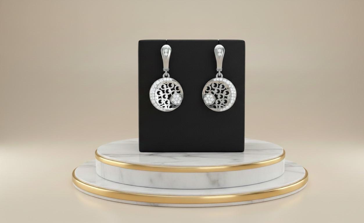 Moissanite Circle Drop Earrings in Gold Rose Gold Silver | Hypoallergenic Luxury Dangle Earring Gift for Women