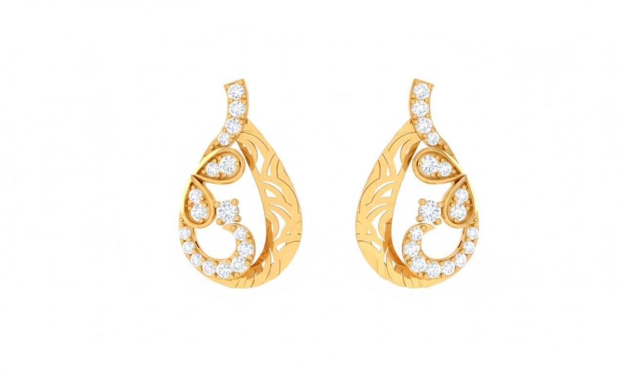 Riora moissanite teardrop stud earrings in gold, rose gold, and silver with a non-allergic, nickel-free design for bridal or special occasions.