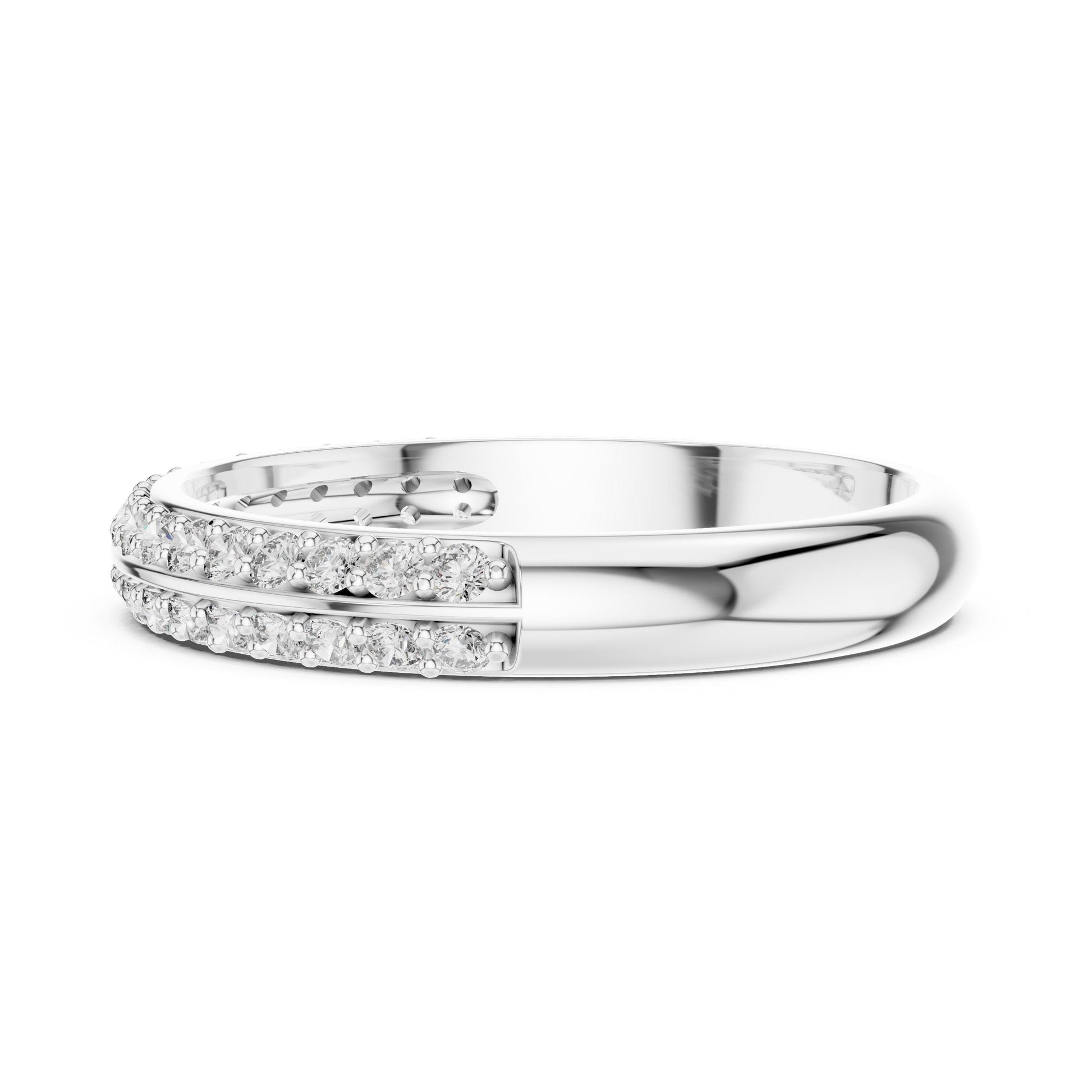 Riora moissanite diamond eternity ring with pave setting, full circle wedding band, stackable bridal jewelry for anniversaries