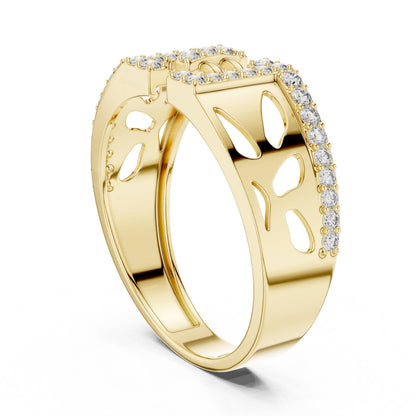 Riora luxury CZ panel ring in gold rose silver with hypoallergenic band, showcasing a detailed anniversary or Valentine gift jewelry design.