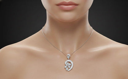 Floral Pendant Necklace, Rose Gold Silver Adjustable Chain Moissanite