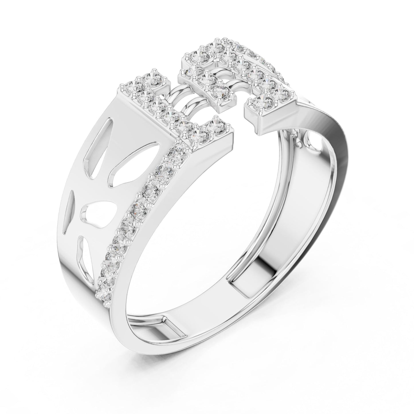 Riora luxury CZ panel ring with gold and rose silver finish, showcasing a hypoallergenic promise band for special occasions