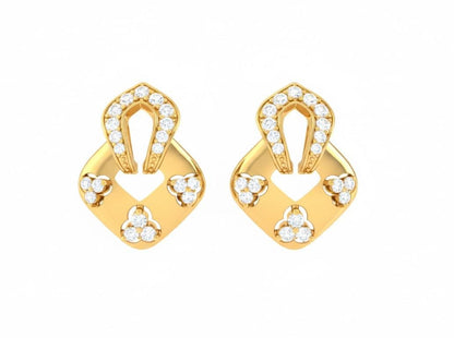 Riora moissanite stud earrings in gold rose and silver with diamond-like pendant, hypoallergenic, nickel-free, elegant jewelry for women