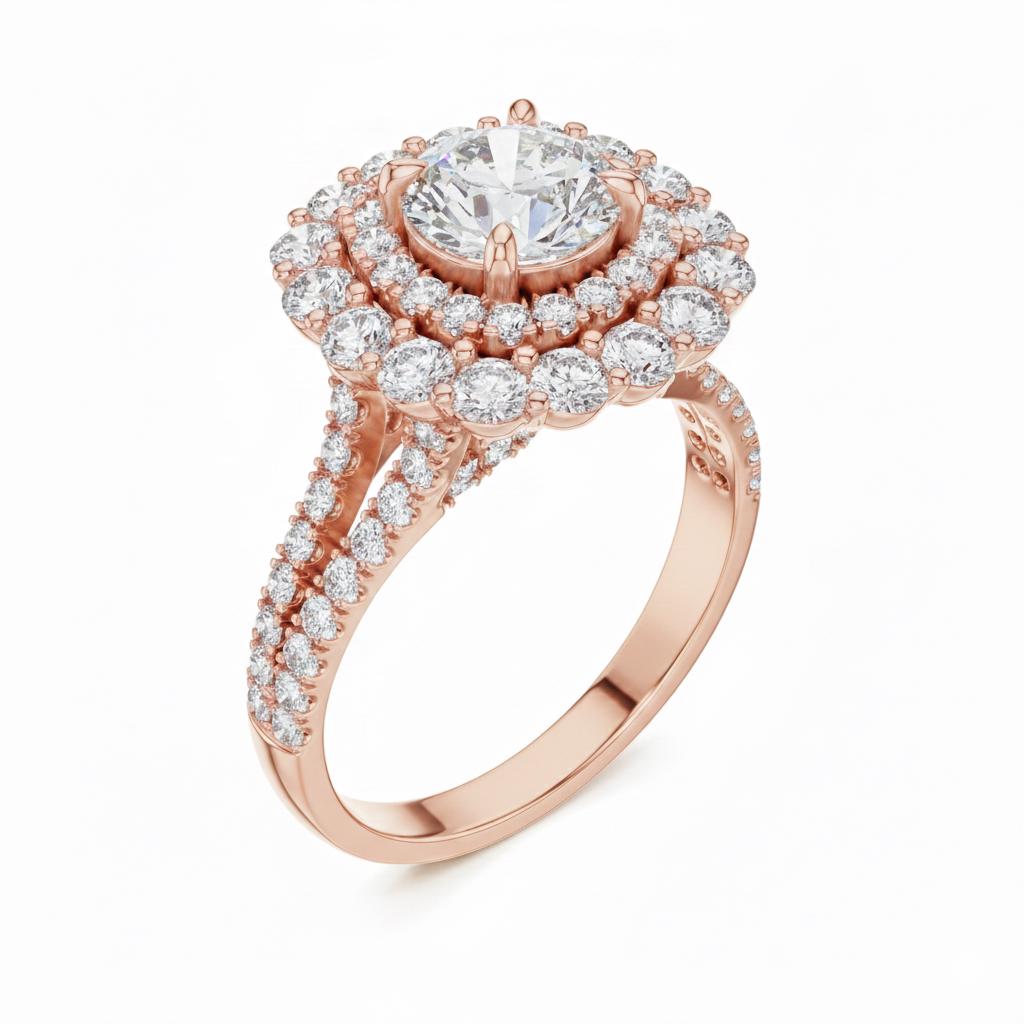 Luxury Halo Engagement Ring | Cubic Zirconia | Gold, Rose Gold & Silver