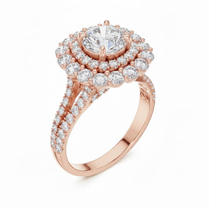Luxury Halo Engagement Ring | Cubic Zirconia | Gold, Rose Gold & Silver