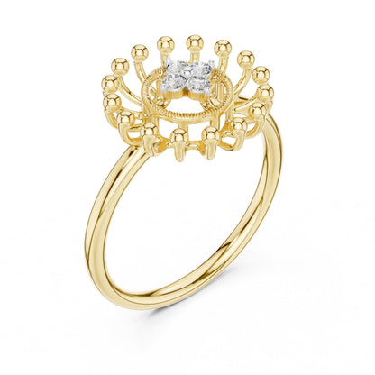 Riora moissanite sunburst halo engagement ring in rose gold, silver, vintage celestial style with intricate design and sparkling center stone