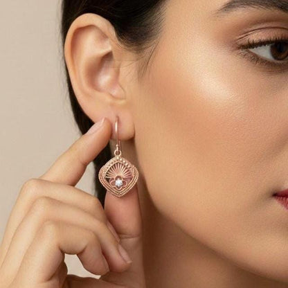 Moissanite Fan Drop Earrings | Hypoallergenic Dangle Earrings | Gold, Rose Gold & Silver