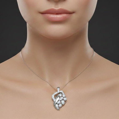 Leaf Pendant Necklace, Rose Gold Silver, Anniversary Gift