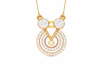 Riora moissanite geometric pendant necklace in gold, rose gold, or silver with a dainty circular charm, minimalist bridal jewelry