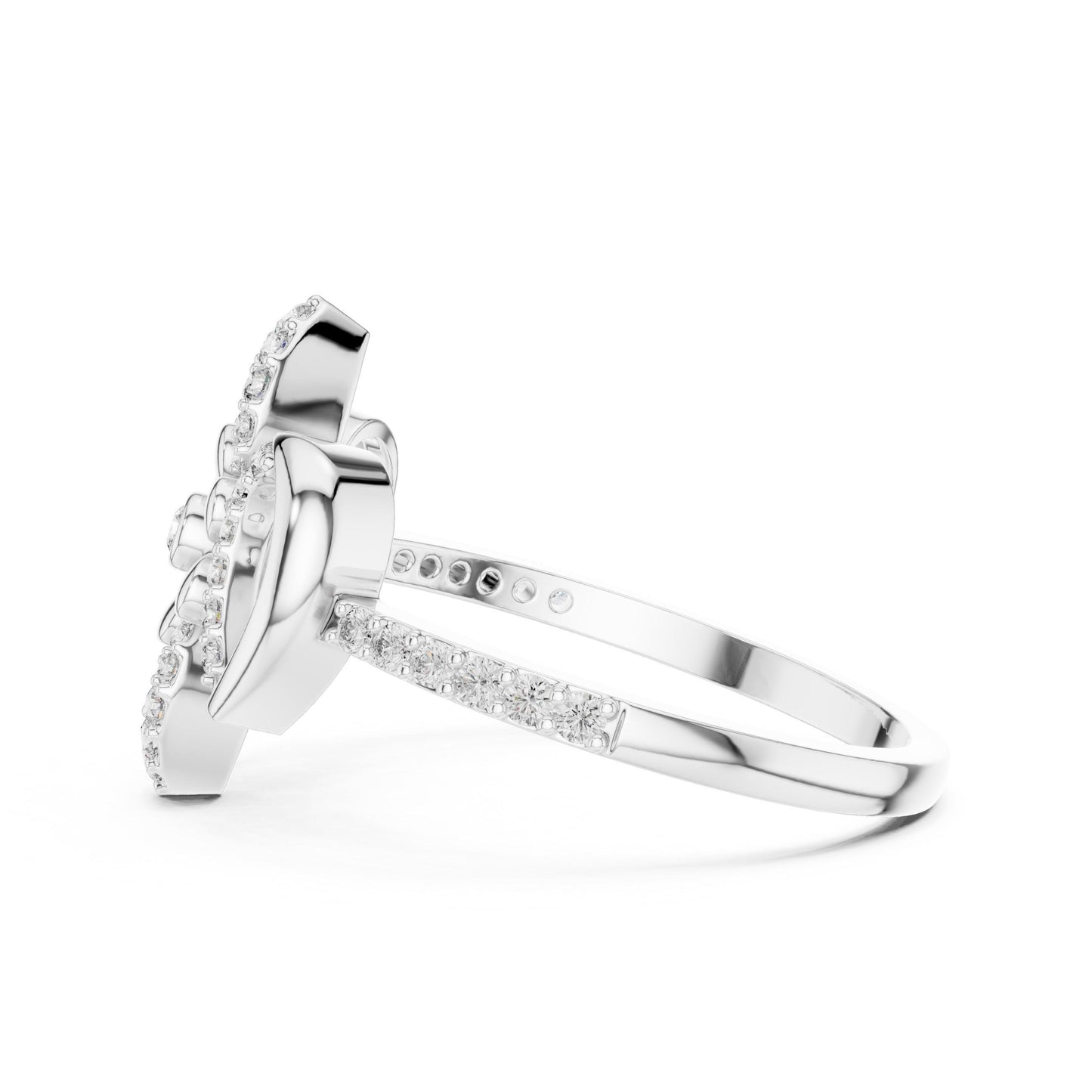 Riora luxury rose gold floral moissanite diamond ring with vintage flower design, bridal engagement band showcasing intricate floral details.